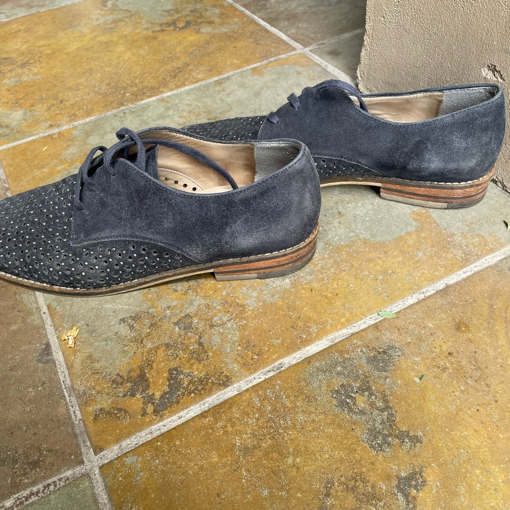 Women Suede Lace-Up Shoes - Navi Blue Luftpolster 4\5